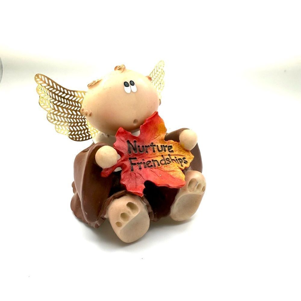 Kirk Angel Cheeks Nurture Friendships Autumn Fall Leaves Cherub